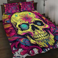 Flower Skull Quilt Bed Set Judge Me When You're Perfect Otherwise Shut Up - Wonder Print Shop