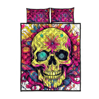 Flower Skull Quilt Bed Set Judge Me When You're Perfect Otherwise Shut Up - Wonder Print Shop