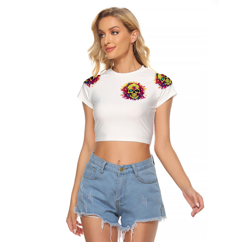 Flower Skull Raglan Cropped T Shirt Judge Me When You're Perfect Otherwise Shut Up - Wonder Print Shop