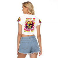 Flower Skull Raglan Cropped T Shirt Judge Me When You 're Perfect Otherwise Shut Up - Wonder Print Shop