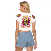 Flower Skull Raglan Cropped T Shirt Judge Me When You're Perfect Otherwise Shut Up - Wonder Print Shop