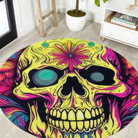 Flower Skull Round Carpet Judge Me When You're Perfect Otherwise Shut Up