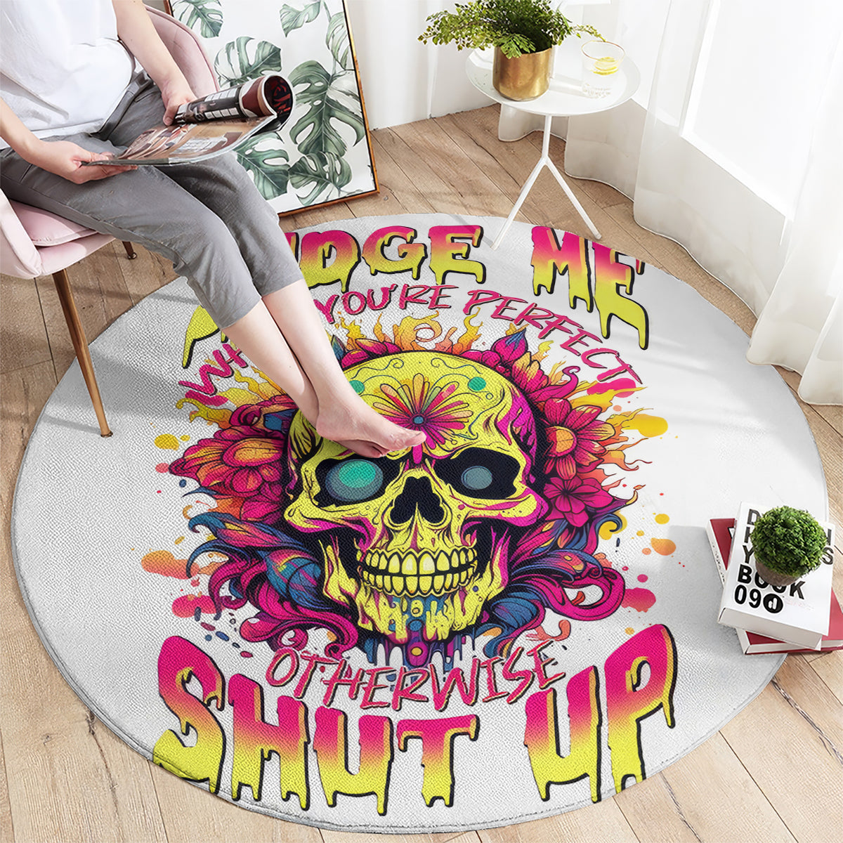 flower-skull-round-carpet-judge-me-when-youre-perfect-otherwise-shut-up