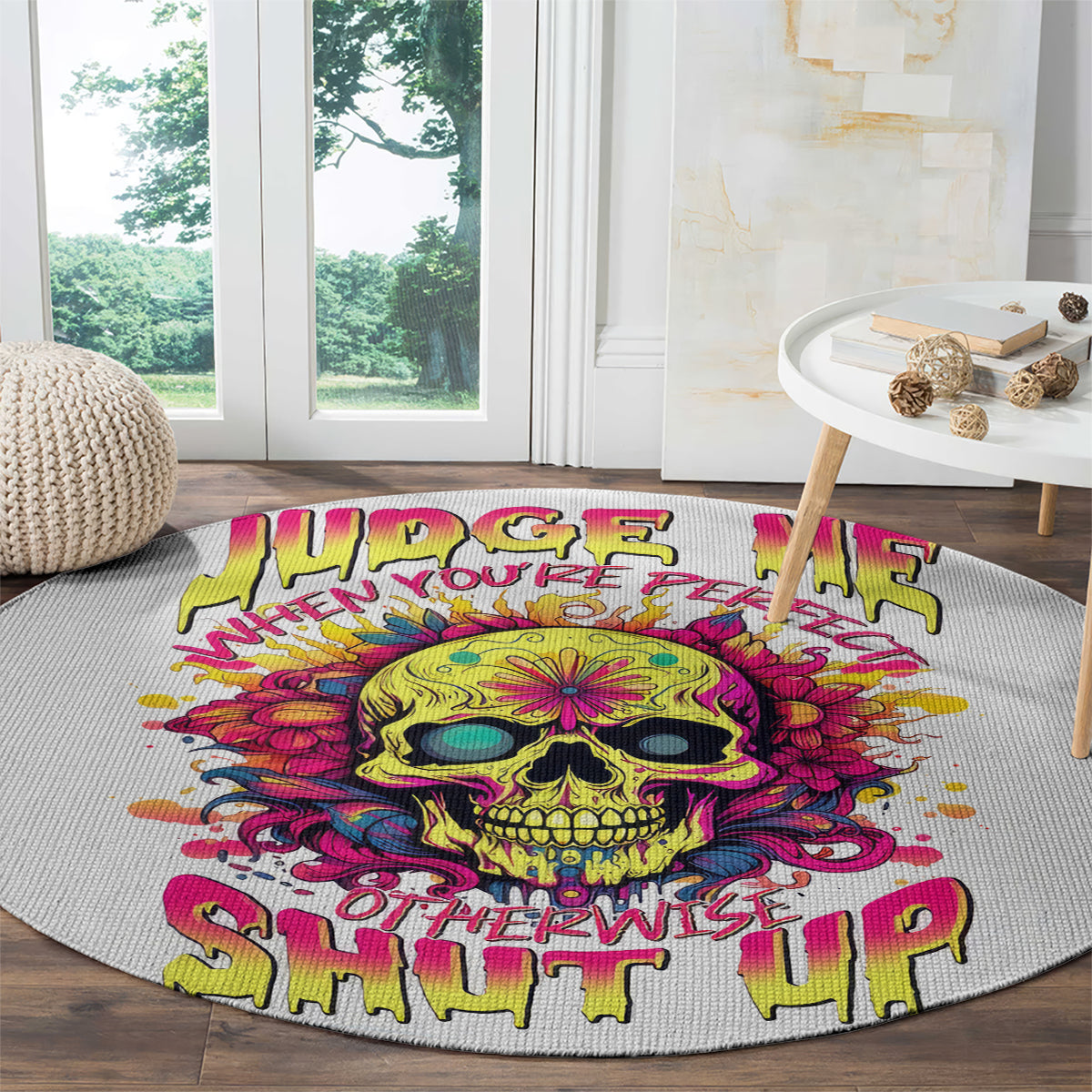 flower-skull-round-carpet-judge-me-when-youre-perfect-otherwise-shut-up