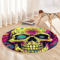 Flower Skull Round Carpet Judge Me When You're Perfect Otherwise Shut Up
