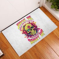 Flower Skull Rubber Doormat Judge Me When You're Perfect Otherwise Shut Up - Wonder Print Shop