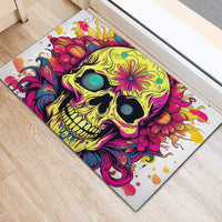 Flower Skull Rubber Doormat Judge Me When You're Perfect Otherwise Shut Up - Wonder Print Shop