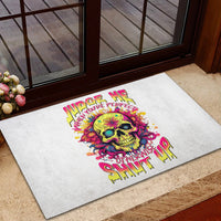Flower Skull Rubber Doormat Judge Me When You're Perfect Otherwise Shut Up - Wonder Print Shop