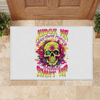 Flower Skull Rubber Doormat Judge Me When You're Perfect Otherwise Shut Up - Wonder Print Shop