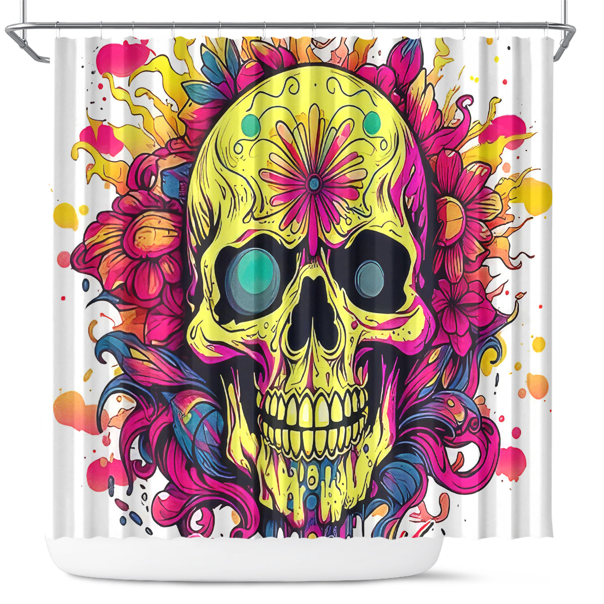 Flower Skull Shower Curtain Judge Me When You're Perfect Otherwise Shut Up