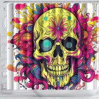 Flower Skull Shower Curtain Judge Me When You're Perfect Otherwise Shut Up