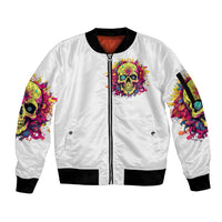 Flower Skull Sleeve Zip Bomber Jacket Judge Me When You 're Perfect Otherwise Shut Up - Wonder Print Shop