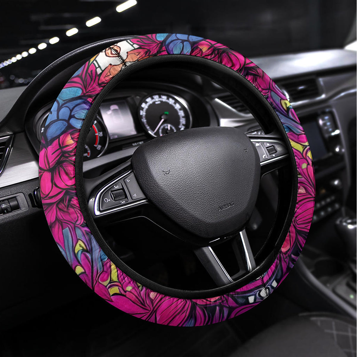 Flower Skull Steering Wheel Cover Judge Me When You're Perfect Otherwise Shut Up - Wonder Print Shop