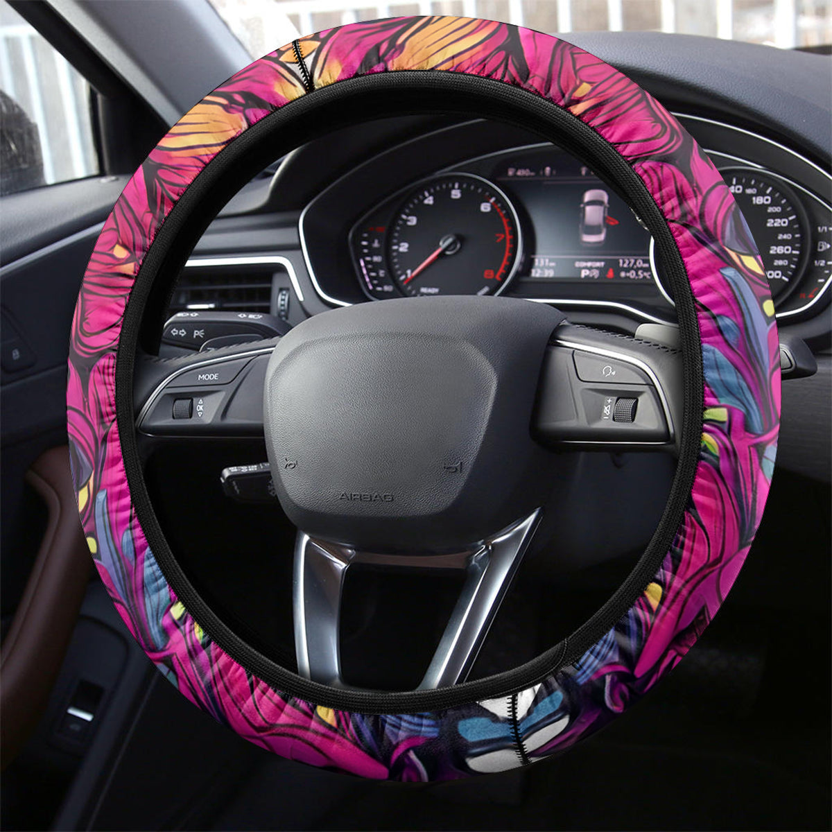 Flower Skull Steering Wheel Cover Judge Me When You're Perfect Otherwise Shut Up - Wonder Print Shop