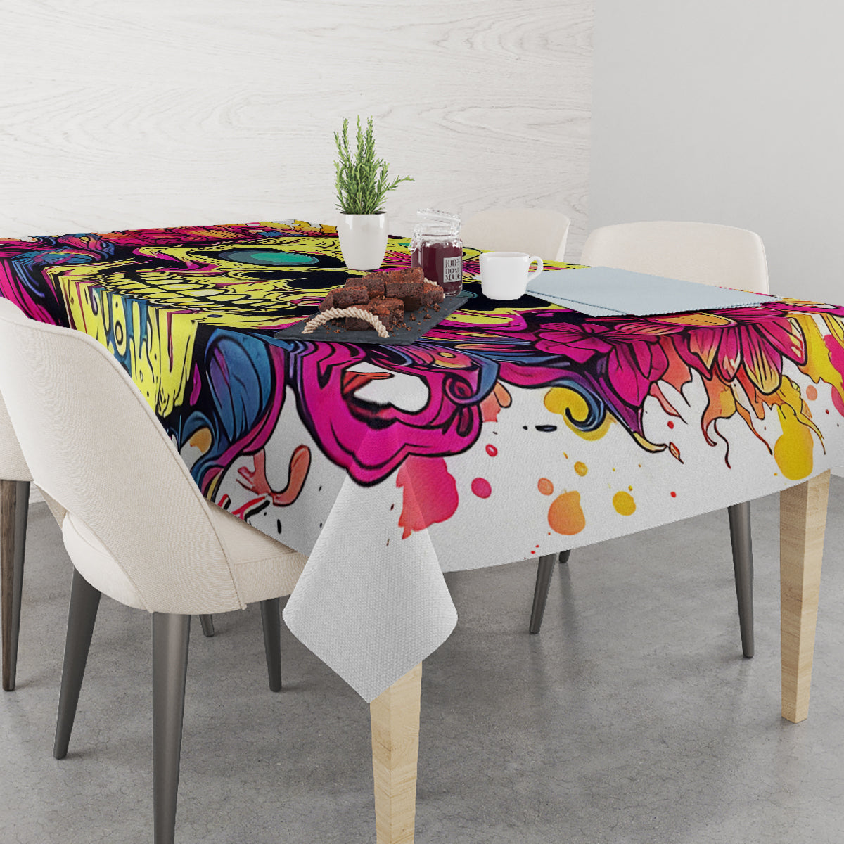 Flower Skull Tablecloth Judge Me When You're Perfect Otherwise Shut Up - Wonder Print Shop