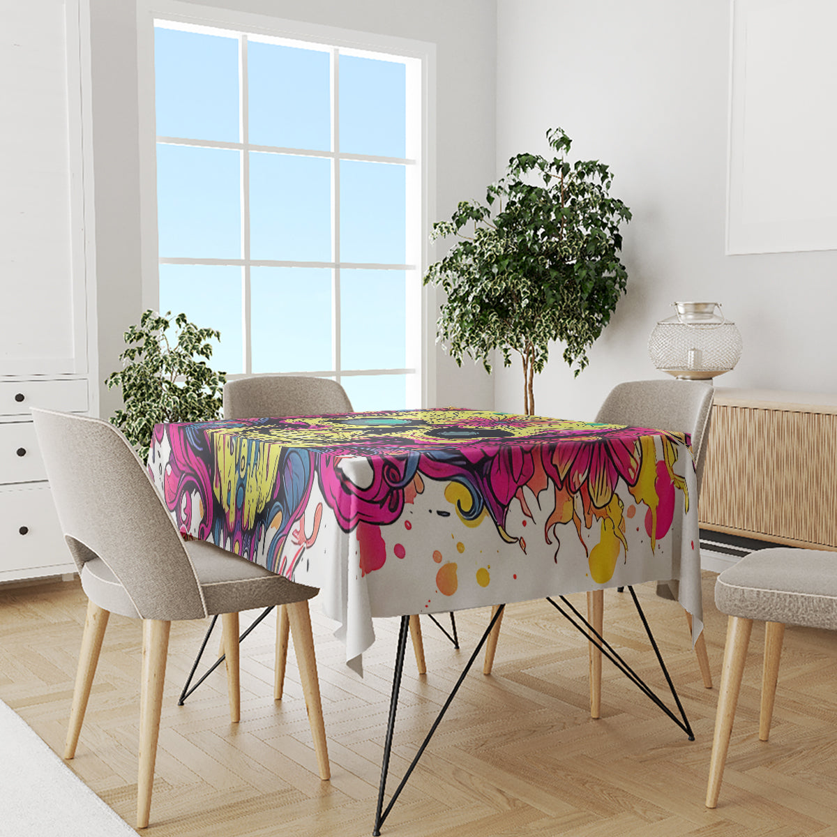 Flower Skull Tablecloth Judge Me When You're Perfect Otherwise Shut Up - Wonder Print Shop