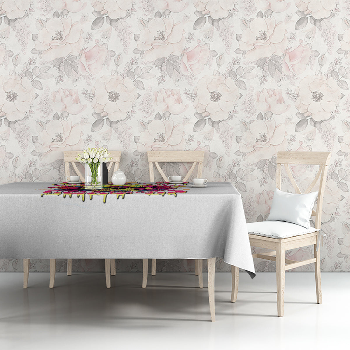 Flower Skull Tablecloth Judge Me When You're Perfect Otherwise Shut Up - Wonder Print Shop