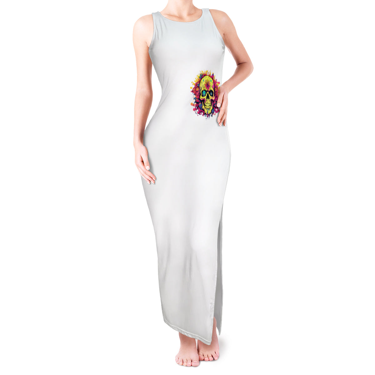 Flower Skull Tank Maxi Dress Judge Me When You're Perfect Otherwise Shut Up - Wonder Print Shop