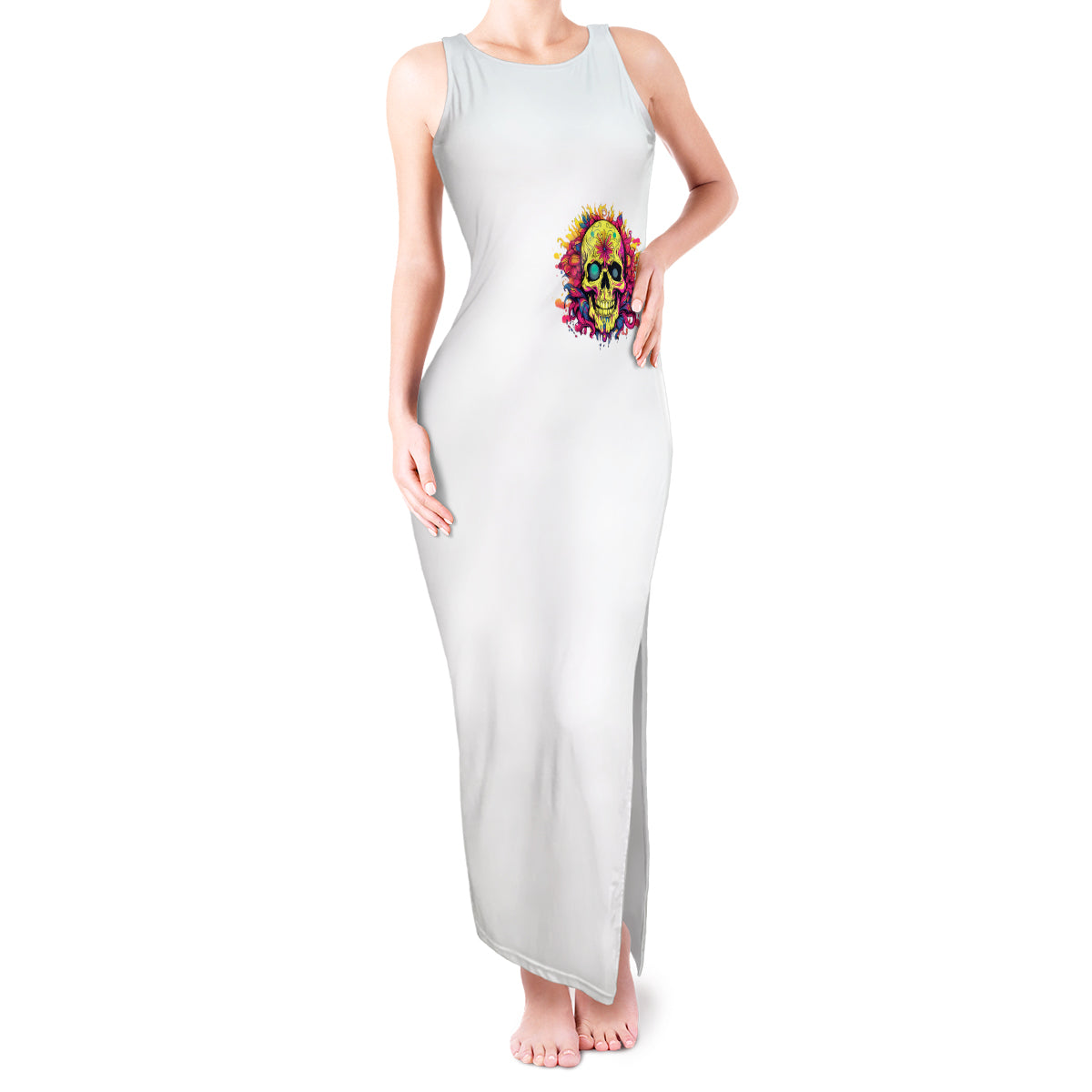 Flower Skull Tank Maxi Dress Judge Me When You're Perfect Otherwise Shut Up - Wonder Print Shop