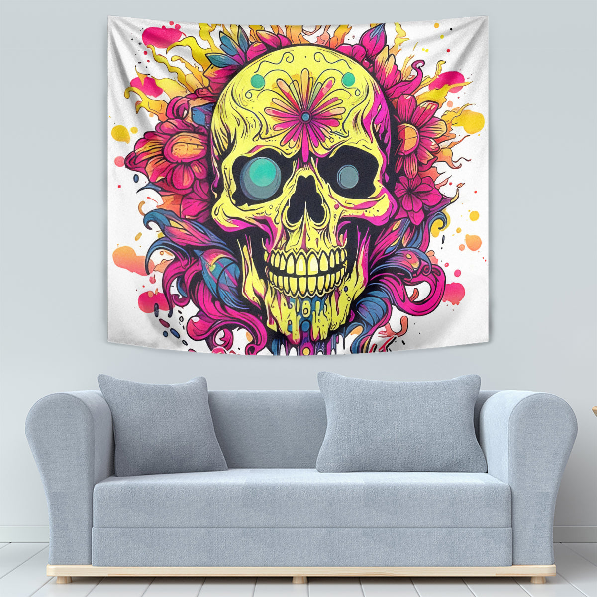 Flower Skull Tapestry Judge Me When You're Perfect Otherwise Shut Up - Wonder Print Shop