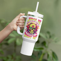 Flower Skull Tumbler With Handle Judge Me When You're Perfect Otherwise Shut Up - Wonder Print Shop