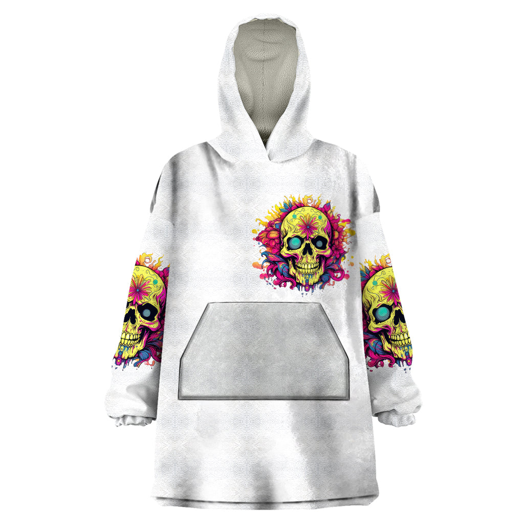 Flower Skull Wearable Blanket Hoodie Judge Me When You're Perfect Otherwise Shut Up - Wonder Print Shop