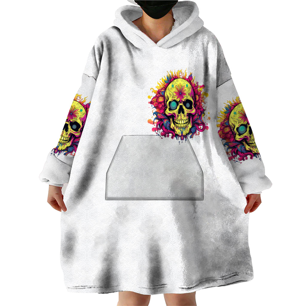 Flower Skull Wearable Blanket Hoodie Judge Me When You're Perfect Otherwise Shut Up - Wonder Print Shop