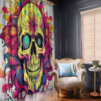 Flower Skull Window Curtain Judge Me When You're Perfect Otherwise Shut Up - Wonder Print Shop
