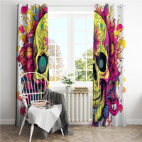 Flower Skull Window Curtain Judge Me When You're Perfect Otherwise Shut Up - Wonder Print Shop