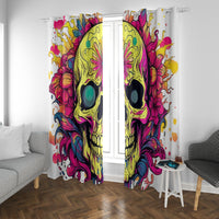 Flower Skull Window Curtain Judge Me When You're Perfect Otherwise Shut Up - Wonder Print Shop