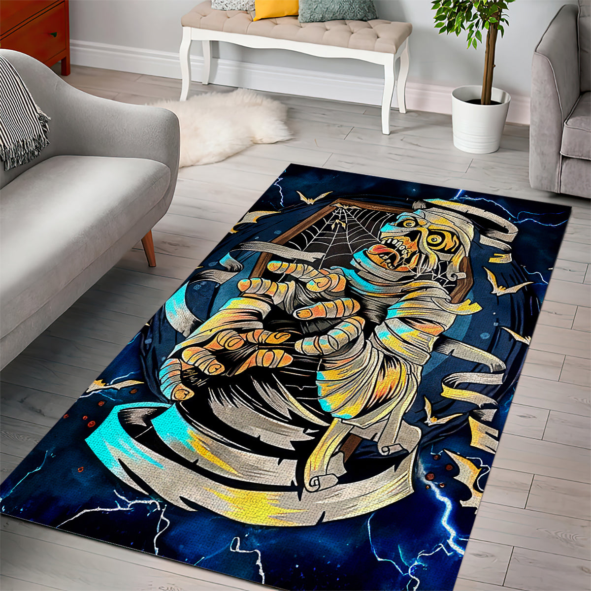 Mummy Skull Area Rug I'm Going To Hell to Pick You Up - Wonder Print Shop