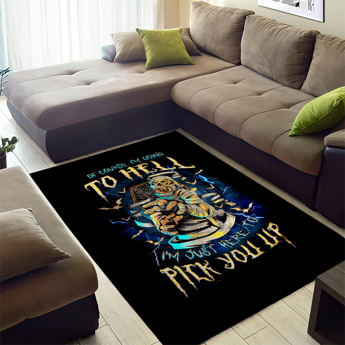 Mummy Skull Area Rug I'm Going To Hell to Pick You Up - Wonder Print Shop