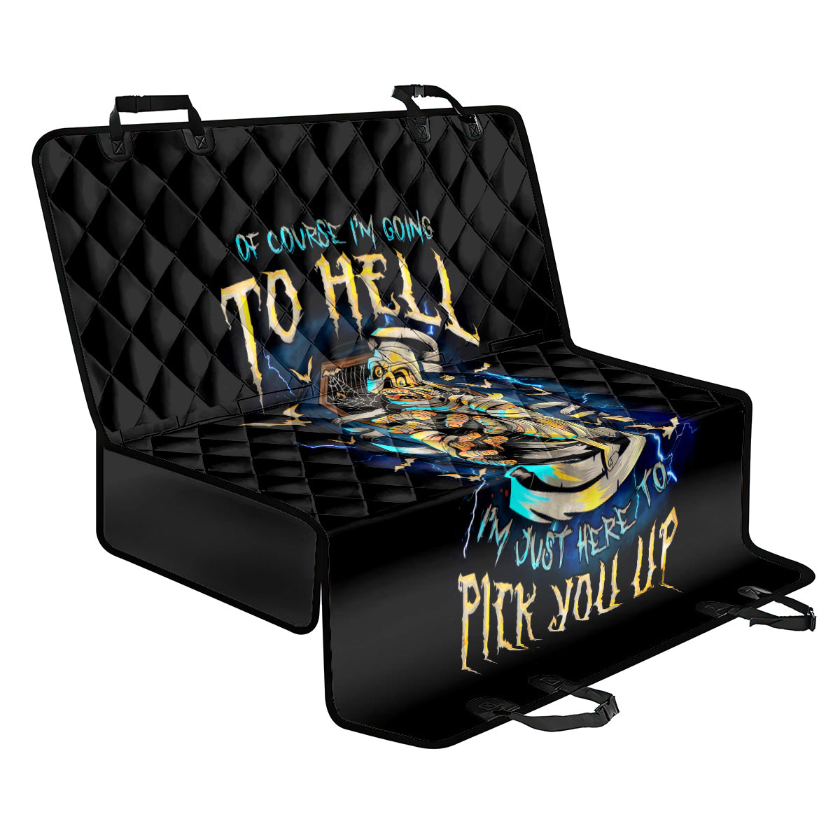 Mummy Skull Back Car Seat Cover I'm Going To Hell to Pick You Up - Wonder Print Shop