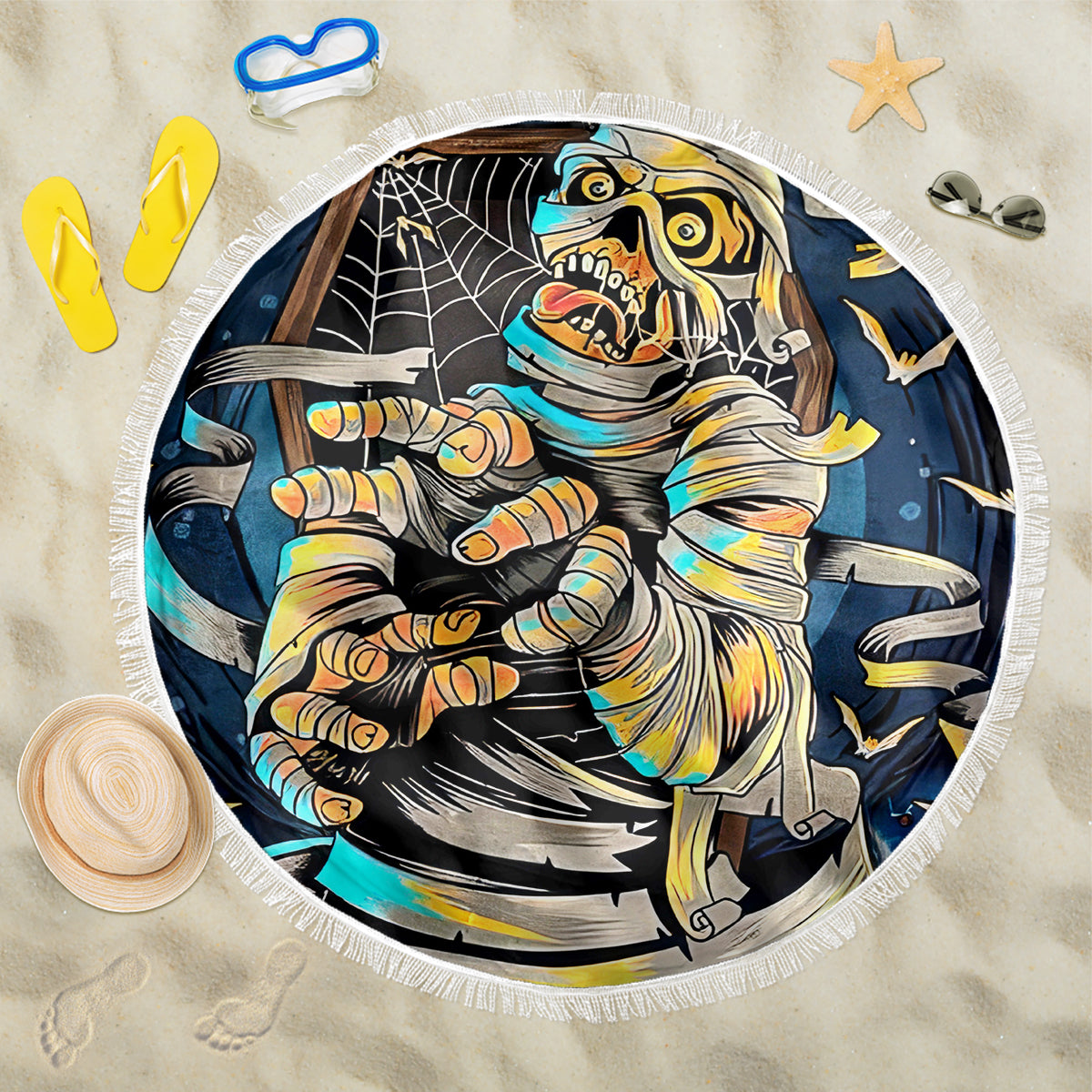 Mummy Skull Beach Blanket I'm Going To Hell to Pick You Up - Wonder Print Shop