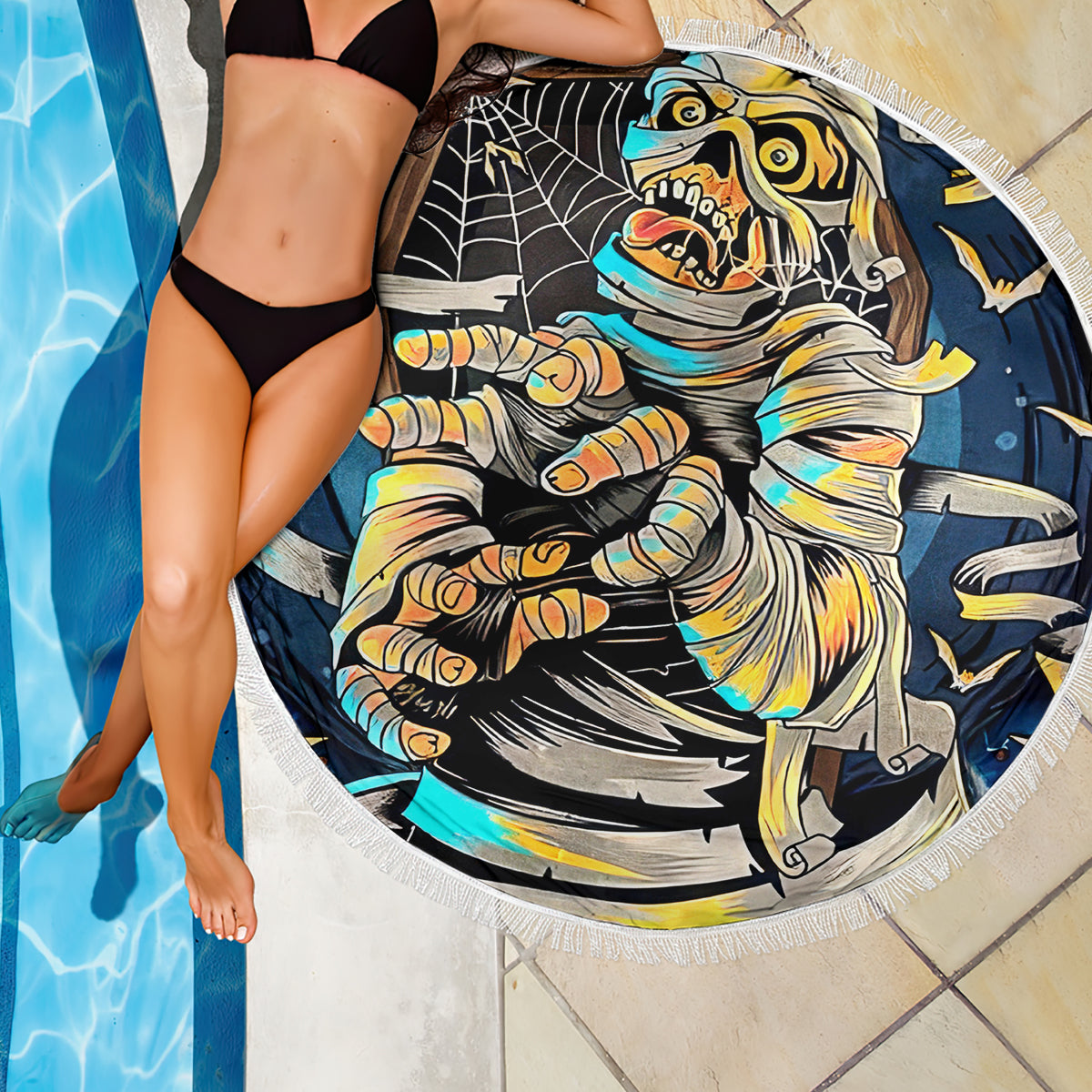 Mummy Skull Beach Blanket I'm Going To Hell to Pick You Up - Wonder Print Shop