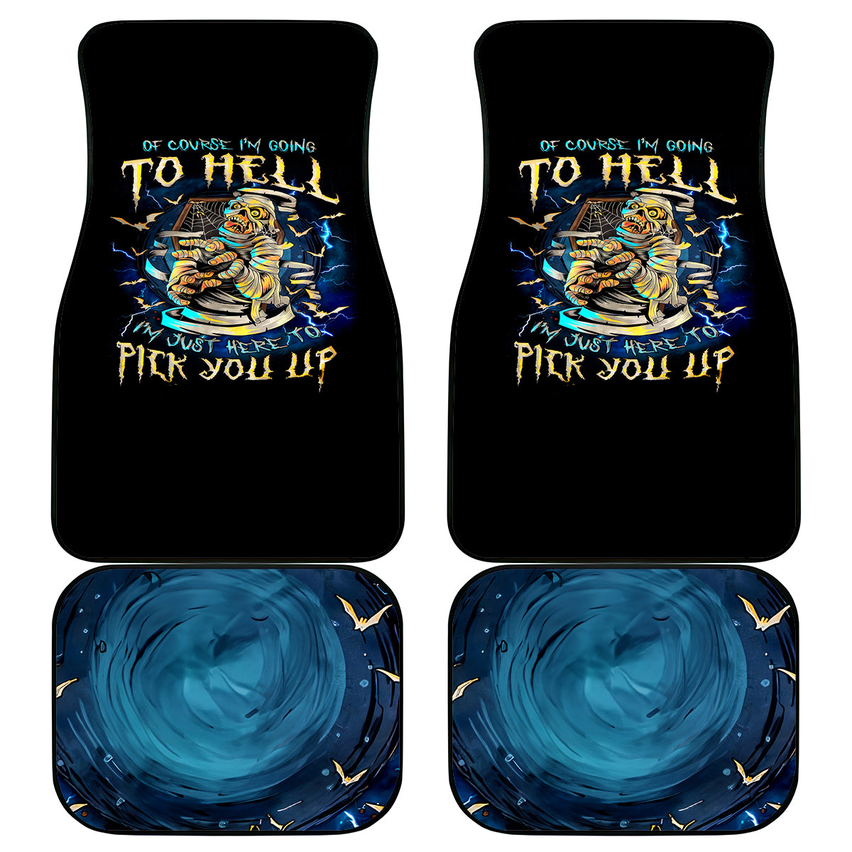 Mummy Skull Car Mats I'm Going To Hell to Pick You Up - Wonder Print Shop