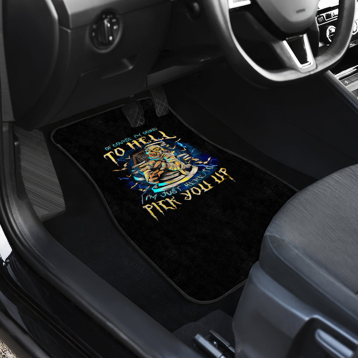 Mummy Skull Car Mats I'm Going To Hell to Pick You Up - Wonder Print Shop
