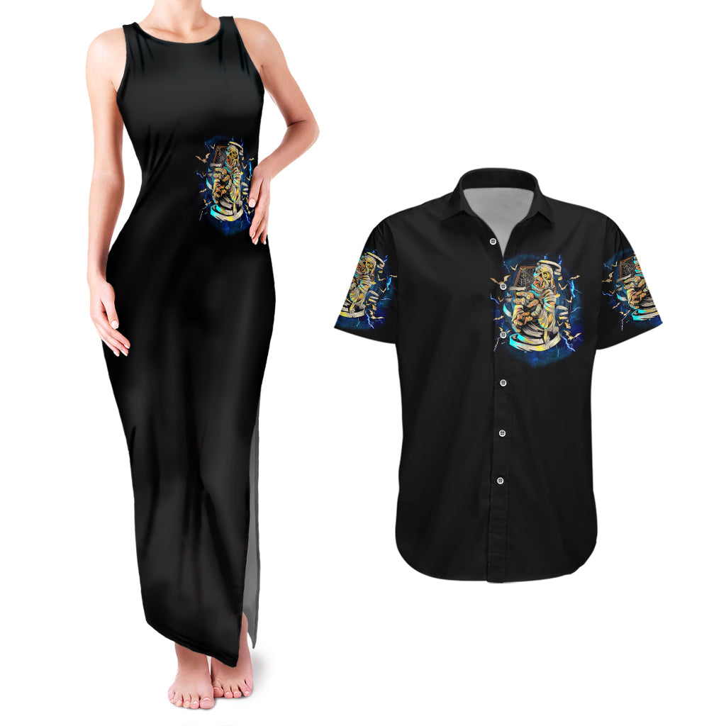 Mummy Skull Couples Matching Tank Maxi Dress and Hawaiian Shirt I'm Going To Hell to Pick You Up - Wonder Print Shop