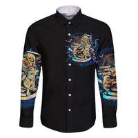 Mummy Skull Family Matching Long Sleeve Bodycon Dress and Hawaiian Shirt I'm Going To Hell to Pick You Up - Wonder Print Shop