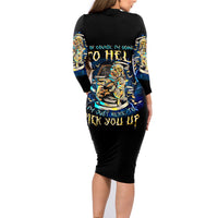 Mummy Skull Family Matching Long Sleeve Bodycon Dress and Hawaiian Shirt I'm Going To Hell to Pick You Up - Wonder Print Shop