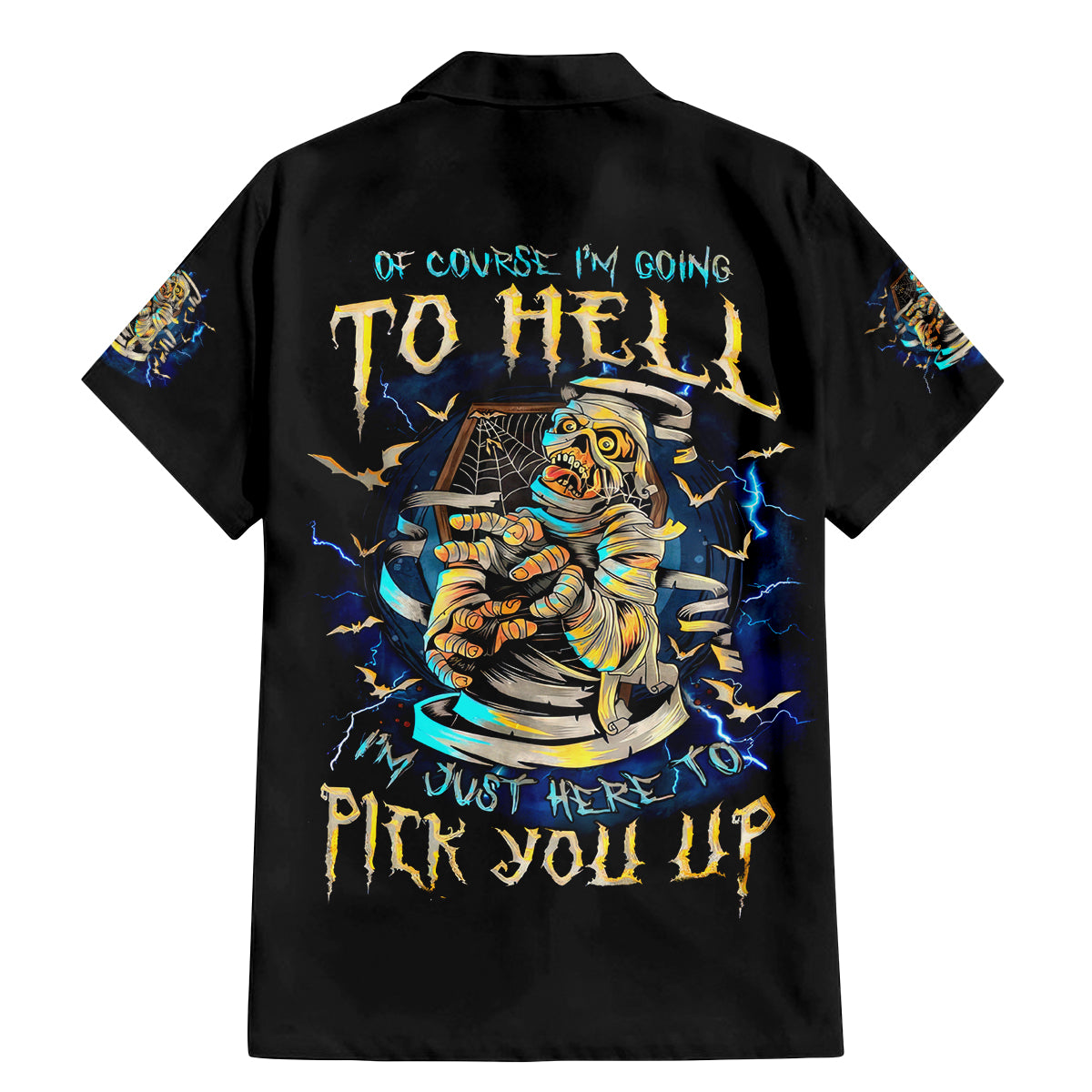 Mummy Skull Family Matching Mermaid Dress and Hawaiian Shirt I'm Going To Hell to Pick You Up - Wonder Print Shop