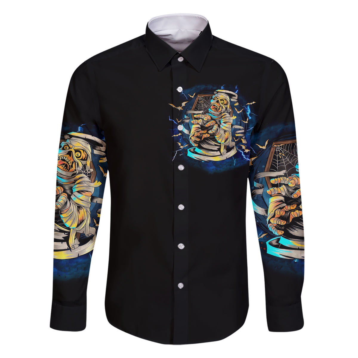 Mummy Skull Family Matching Short Sleeve Bodycon Dress and Hawaiian Shirt I'm Going To Hell to Pick You Up - Wonder Print Shop