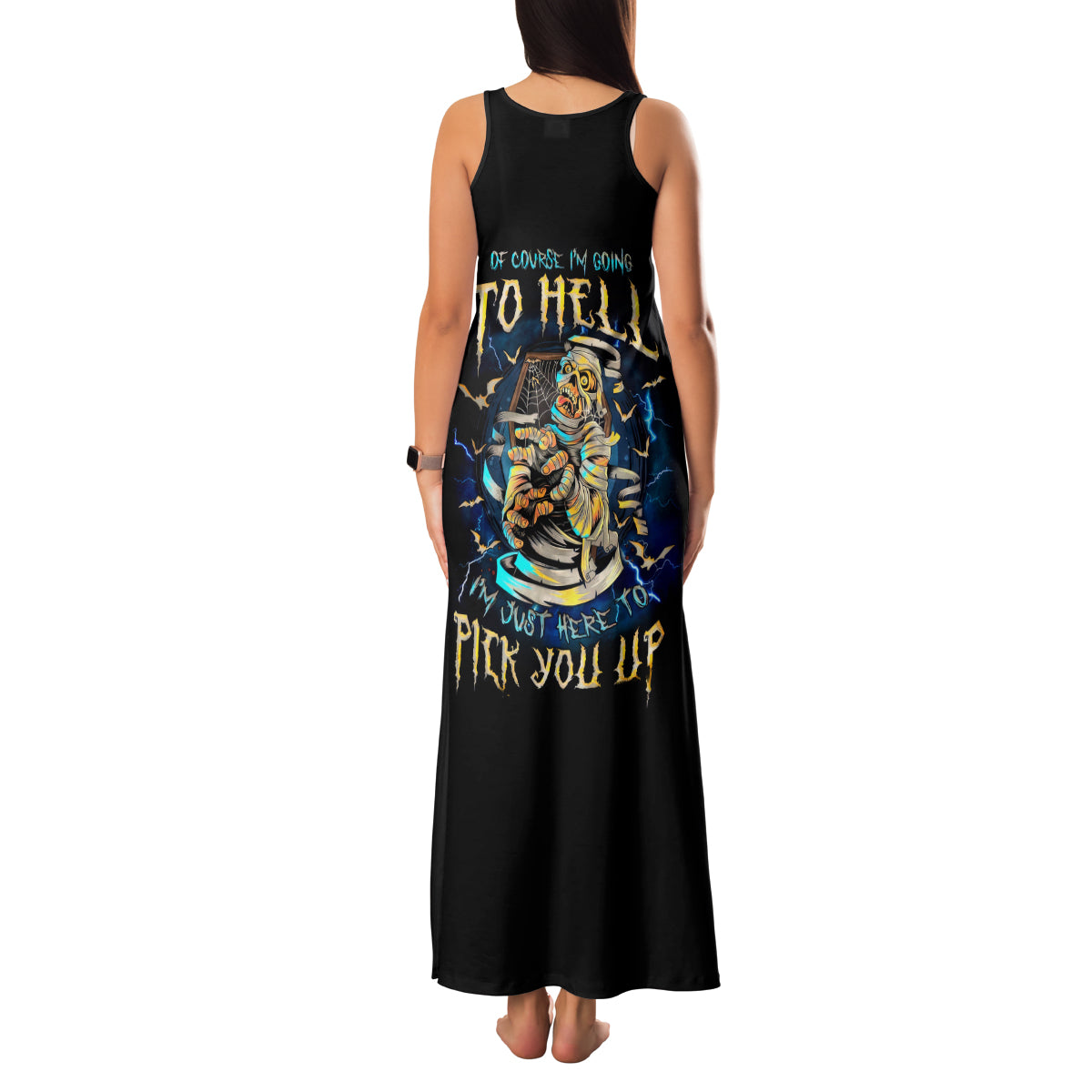 Mummy Skull Family Matching Tank Maxi Dress and Hawaiian Shirt I'm Going To Hell to Pick You Up - Wonder Print Shop