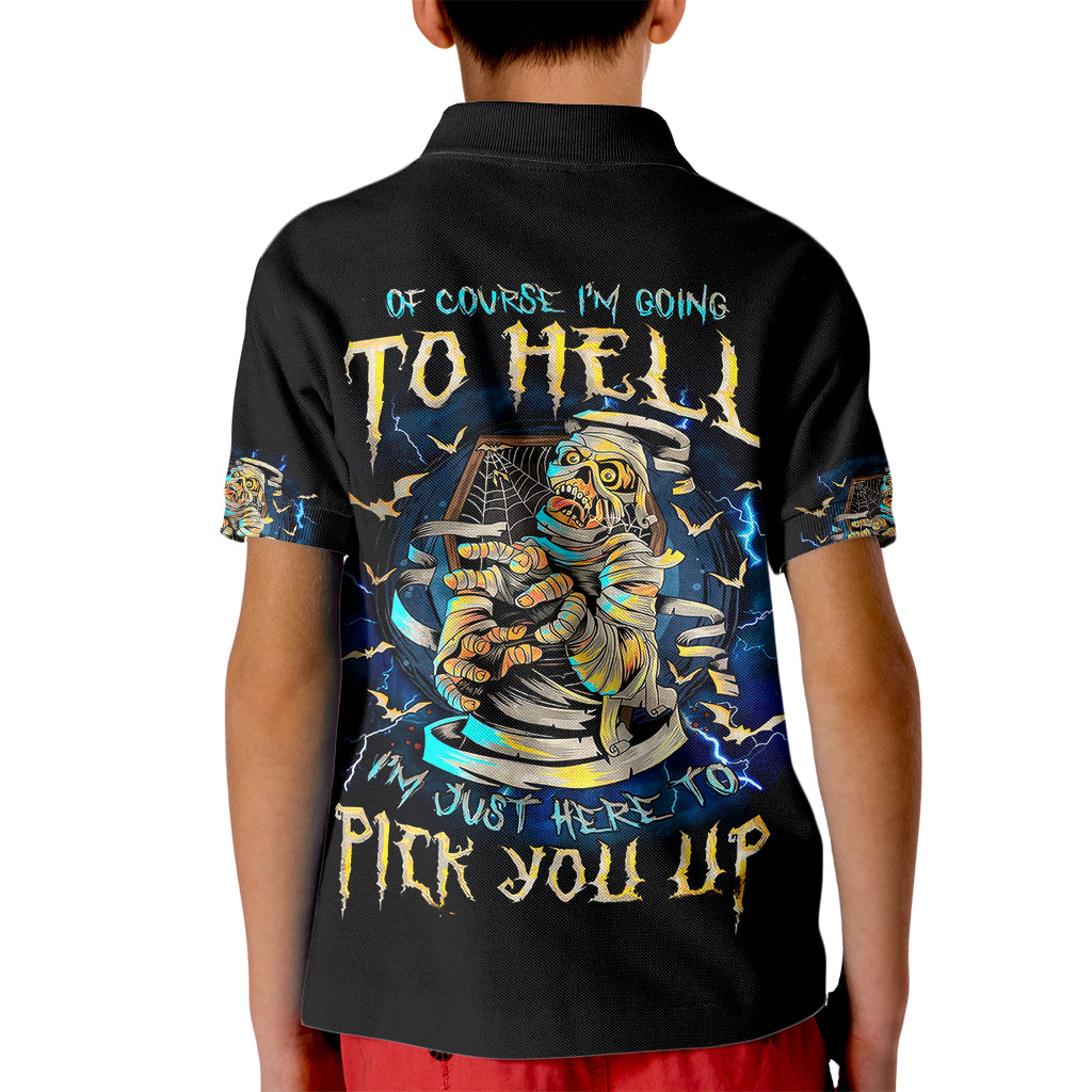 Mummy Skull Kid Polo Shirt I'm Going To Hell to Pick You Up - Wonder Print Shop