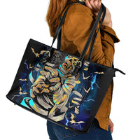 Mummy Skull Leather Tote Bag I'm Going To Hell to Pick You Up - Wonder Print Shop