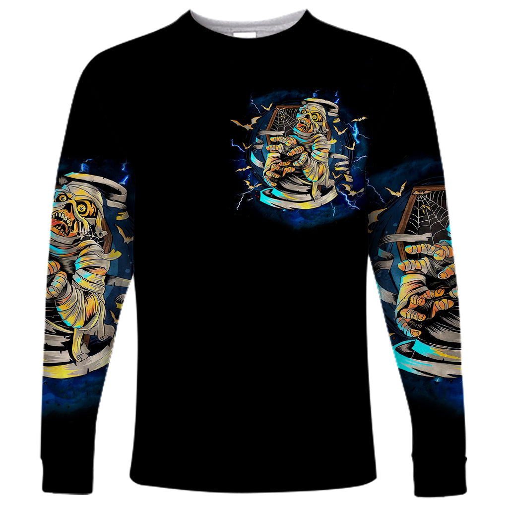 Mummy Skull Long Sleeve Shirt I'm Going To Hell to Pick You Up - Wonder Print Shop