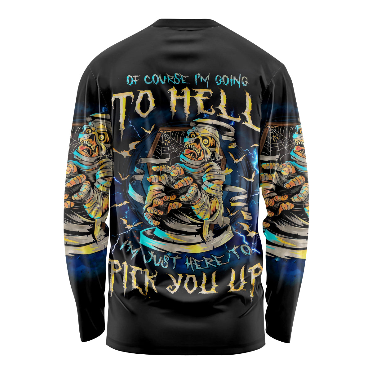 Mummy Skull Long Sleeve Shirt I'm Going To Hell to Pick You Up - Wonder Print Shop