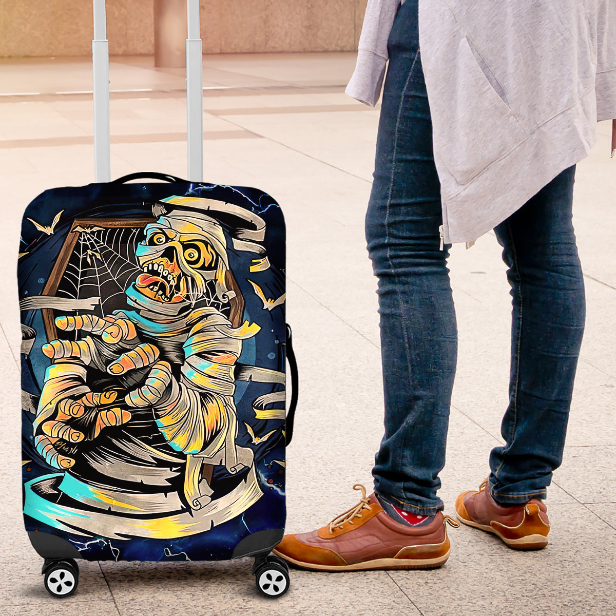 Mummy Skull Luggage Cover I'm Going To Hell to Pick You Up - Wonder Print Shop