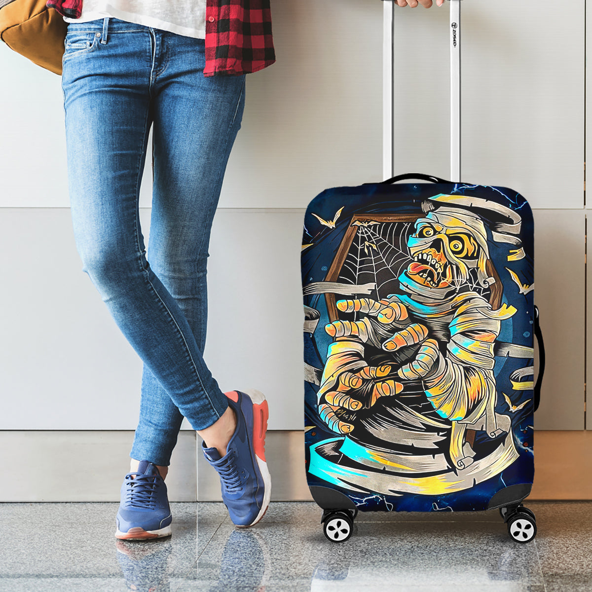 Mummy Skull Luggage Cover I'm Going To Hell to Pick You Up - Wonder Print Shop