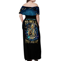 Mummy Skull Off Shoulder Maxi Dress I'm Going To Hell to Pick You Up - Wonder Print Shop
